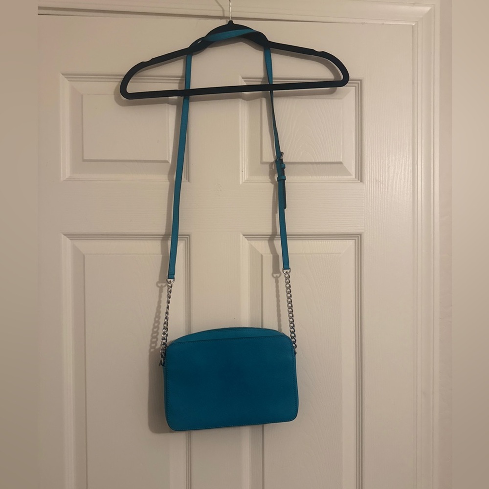 Michael Kors Blue Jet Set Large Saffiano Leather Crossbody Bag - Picture 6 of 6